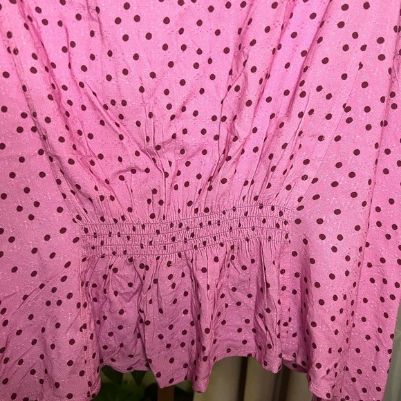 FREE PEOPLE Maye Printer Top Polka Dress Size XL Pink Combo - Picture 7 of 9